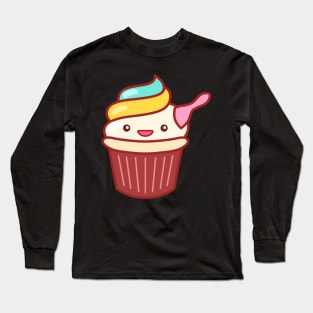 Cupcake Ice Cream Emoji Minimal Long Sleeve T-Shirt